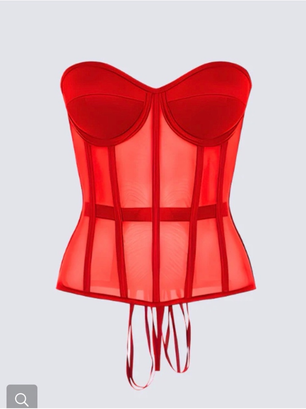 Perfect Corset Red Sheer Mesh Bustier XS BC Cup Lace-Up Boned